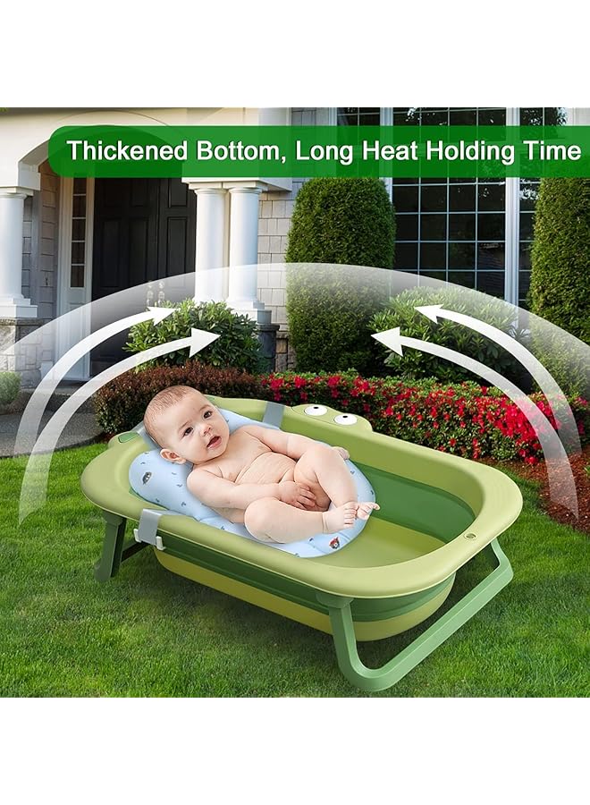 XICEN Baby Bathtub Folding Infant Bath Tub Non Slip Collapsible Kids Shower Bath Basin Foldable Portable Washing Bathing Tub Safe Large Bathtub With Drain Hole For Children Newborn Toddler Pet Travel - Image 2