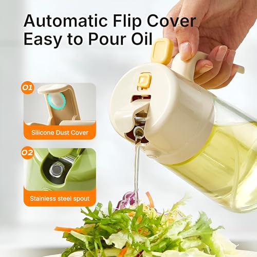 SKYTONE Oil Sprayer For Cooking- 2 in 1 Dispenser, 500 ml /18.6 oz- BPA Free- Dispenser Bottle Oil Mister-For Air Fryer, BBQ, Salad, Frying, Barbecue (1) - Image 3