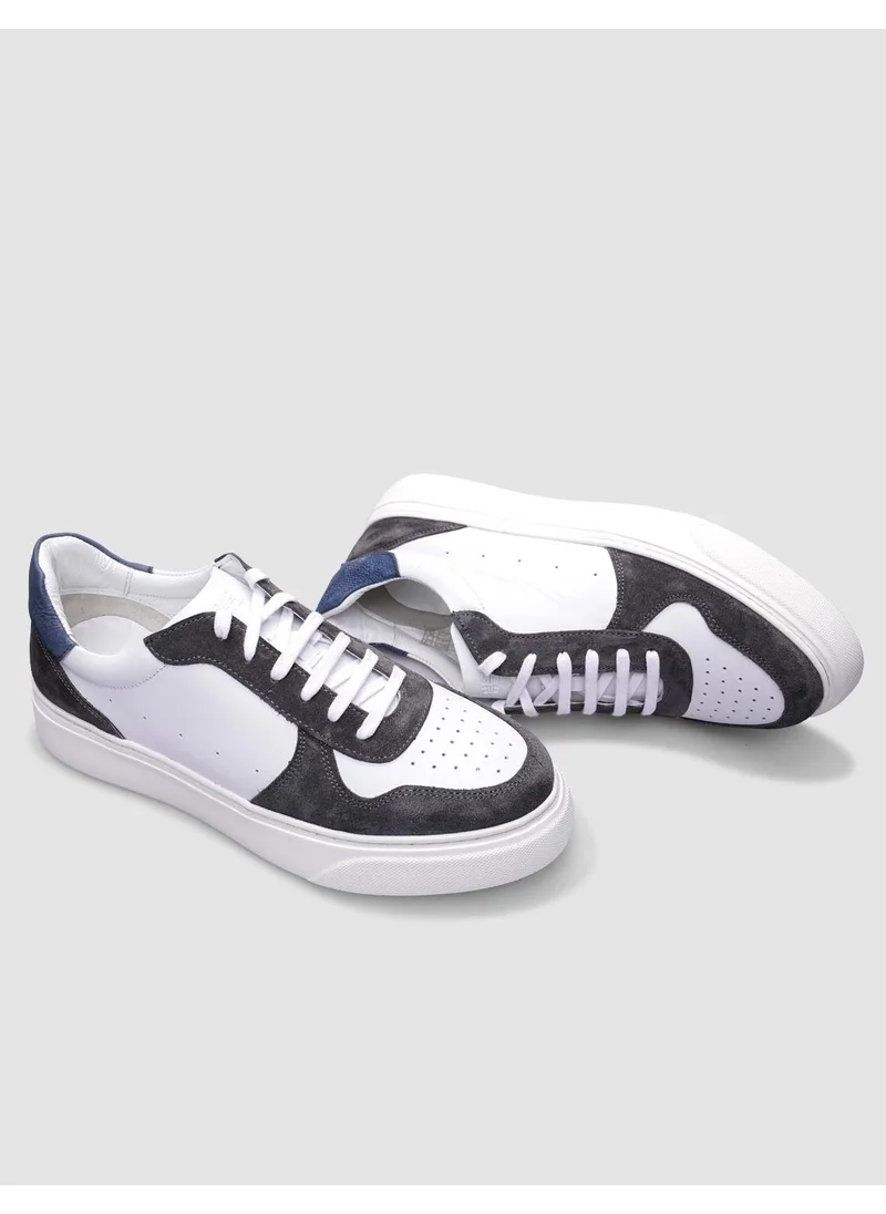 كاباني Leather White - Gray Lace-Up Men's Sports Shoes