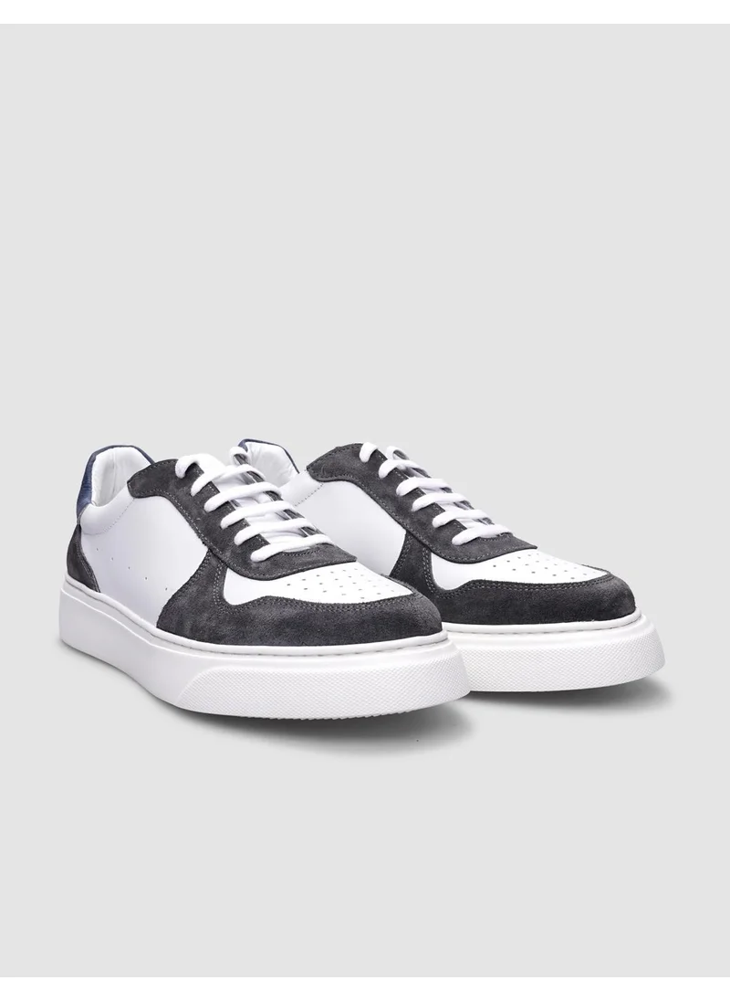 Cabani Leather White - Gray Lace-Up Men's Sports Shoes