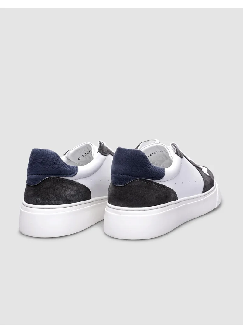 Cabani Leather White - Gray Lace-Up Men's Sports Shoes