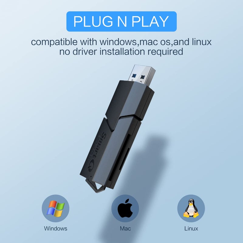 SmartQ C307 USB 3.0 Portable Card Reader for SD, SDHC, SDXC, MicroSD, MicroSDHC, MicroSDXC, with Advanced All-in-One Design - Image 4