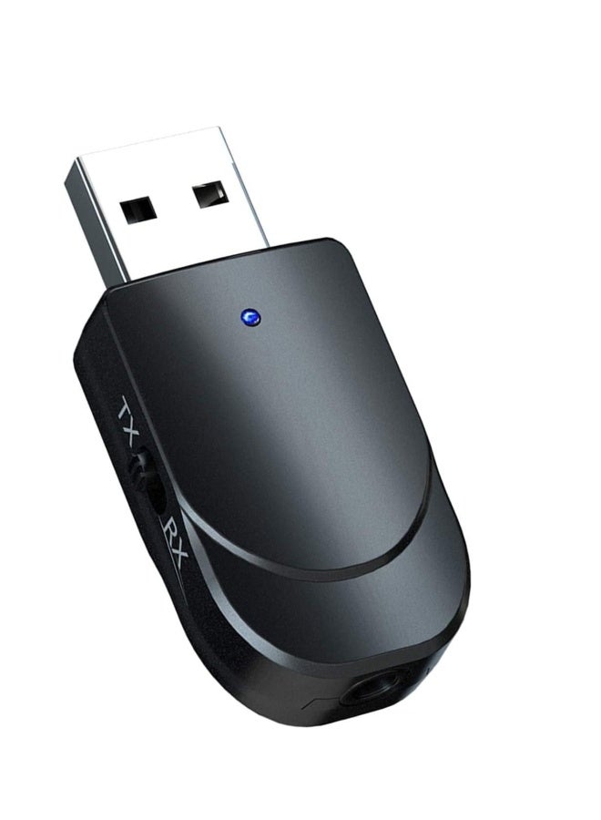 محول بلوتوث 5.0، محول Aux إلى بلوتوث، جهاز استقبال بلوتوث USB، وصلة بلوتوث سهلة الاستخدام، مرسل ومستقبل بلوتوث، اتصال صوتي بلوتوث، جهاز استقبال صوتي USB، لجهاز الكمبيوتر/التلفزيون/السيارة - Image 1
