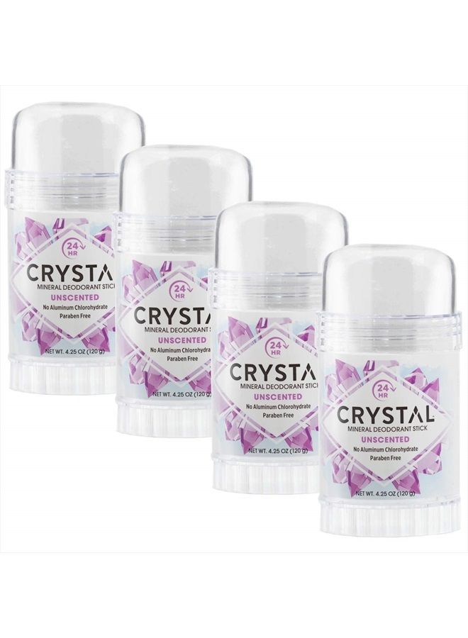 CRYSTAL Deodorant Crystal Mineral Deodorant Stick, Unscented, 4.25 oz (Pack of 4)