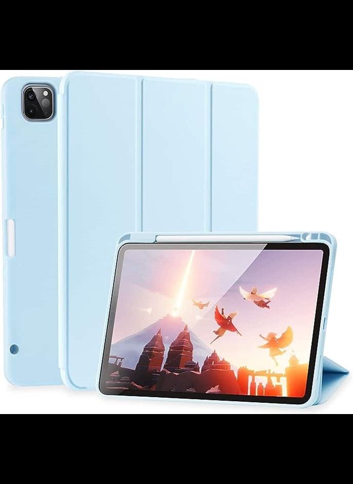Case for iPad Pro 11 Inch 2021(3rd Gen)/2020(2nd Gen) with Pencil Holder [Support iPad 2nd Pencil Charging/Pair] Slim Trifold Stand, Smart Protective Case Cover, Auto Wake/Sleep, (Light Blue)