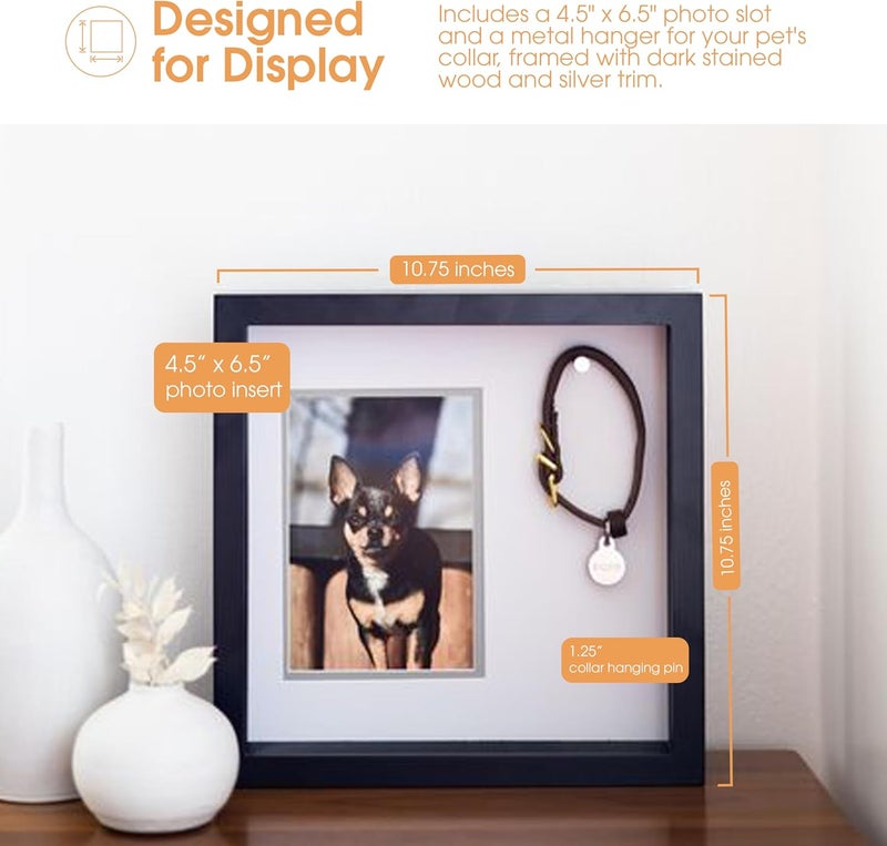 pearhead Pet Collar Keepsake Picture Frame, Memorial Shadow Box, Wall Mountable Display, Bereavement Photo Frame for Dogs and Cats, Pet Loss Remembrance Gift, 4.5x6.5 Photo Insert, Black - Image 2