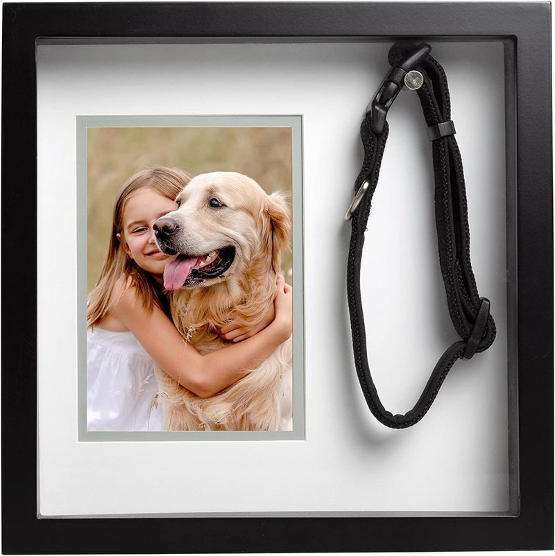 pearhead Pet Collar Keepsake Picture Frame, Memorial Shadow Box, Wall Mountable Display, Bereavement Photo Frame for Dogs and Cats, Pet Loss Remembrance Gift, 4.5x6.5 Photo Insert, Black - Image 1