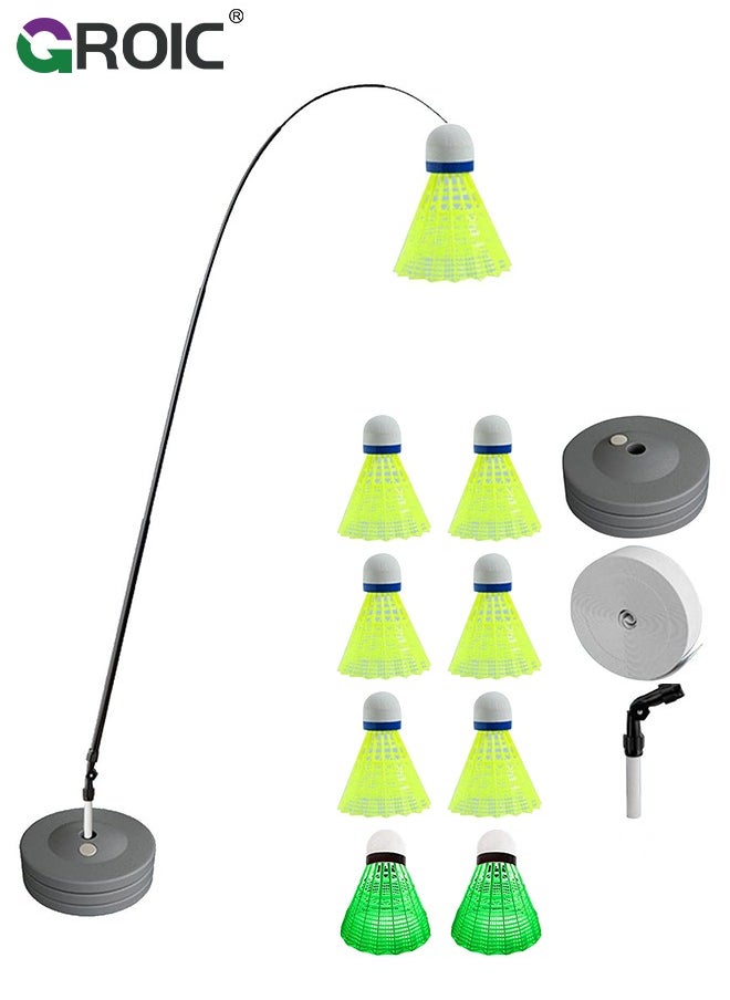 GROIC - Badminton Rebound Trainer for Solo Practice, Badminton Trainer Rebound Ball with 6 Balls & 2 Glow Balls, Perfect for Practicing Badminton, Rebound Ball for Self-Practice, Portable Training Tool - Image 1