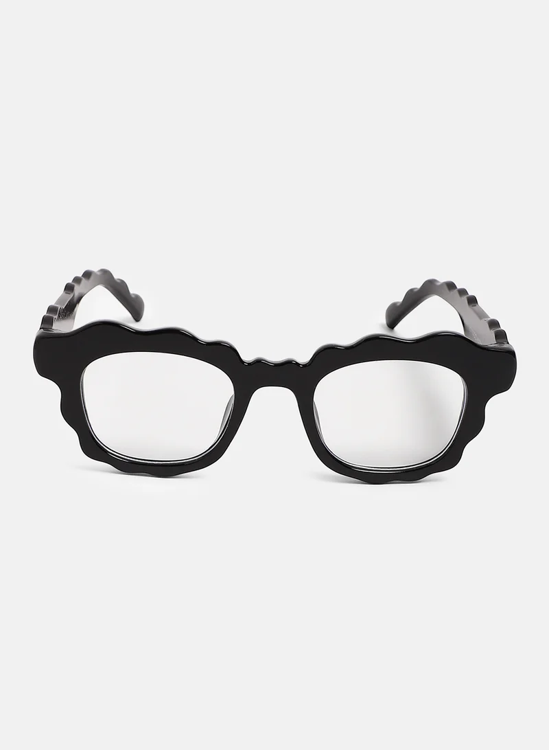 صوص هاوت نظارة شمسية نسائية هاوت صوص The Cloud Wayfarer كاجوال - مقاس واحد - إطار بولي كربونات أسود شفاف وعدسات مستقطبة شفافة