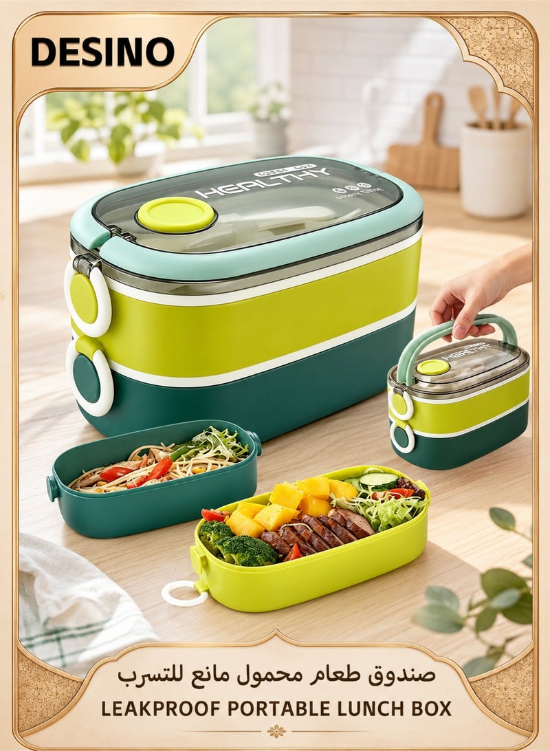 DESINO Double Layer Insulated Lunch Box – Leakproof Bento Box with Divider & Handle, Portable for Work, School, Travel & Picnic - Image 1