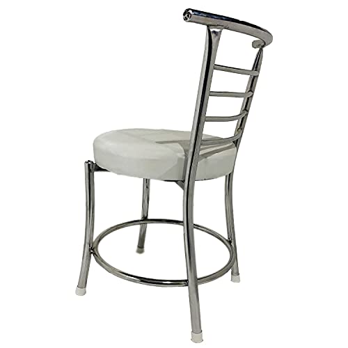 RW REST WELL RW-158 Metal Dining Chair/Chair for Restaurant/Cafe/Home/Office, Study/Without Arms/Steel Finish with Leather Seat/Comfortable Multipurpose Seating (White, Set of 2) - Image 2