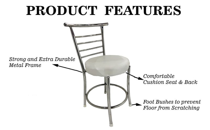 RW REST WELL RW-158 Metal Dining Chair/Chair for Restaurant/Cafe/Home/Office, Study/Without Arms/Steel Finish with Leather Seat/Comfortable Multipurpose Seating (White, Set of 2) - Image 3