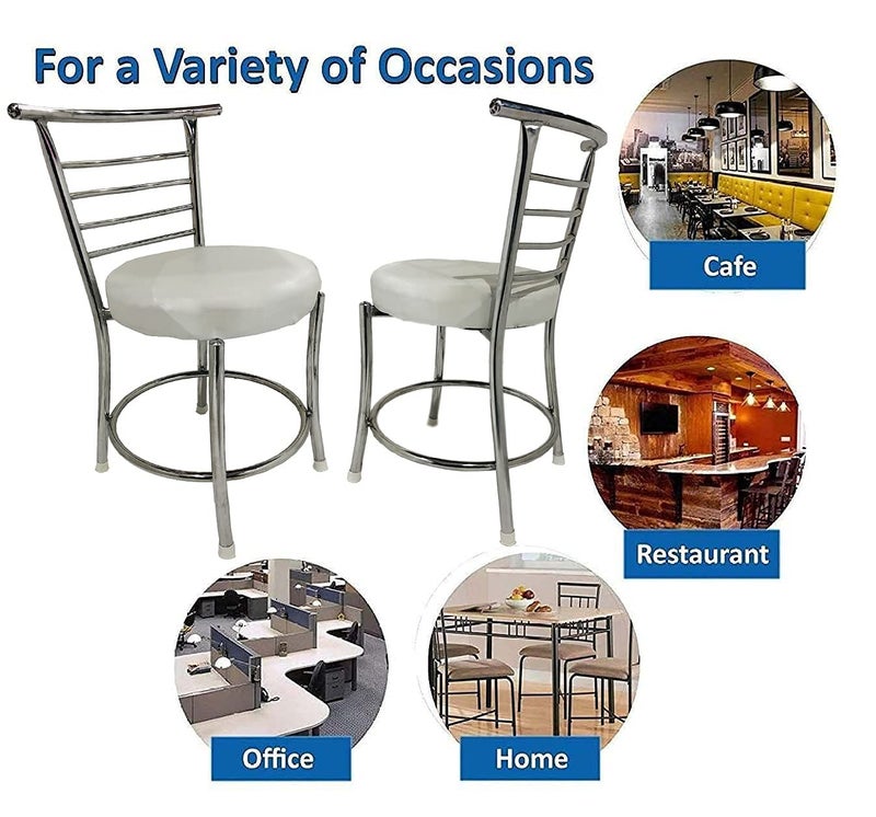 RW REST WELL RW-158 Metal Dining Chair/Chair for Restaurant/Cafe/Home/Office, Study/Without Arms/Steel Finish with Leather Seat/Comfortable Multipurpose Seating (White, Set of 2) - Image 4