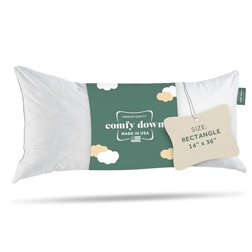 ComfyDown Decorative Throw Pillow Insert, Down and Feather Fill, 100% Cotton Cover, 233 Thread Count - Made in USA (14 X 36) - Image 1