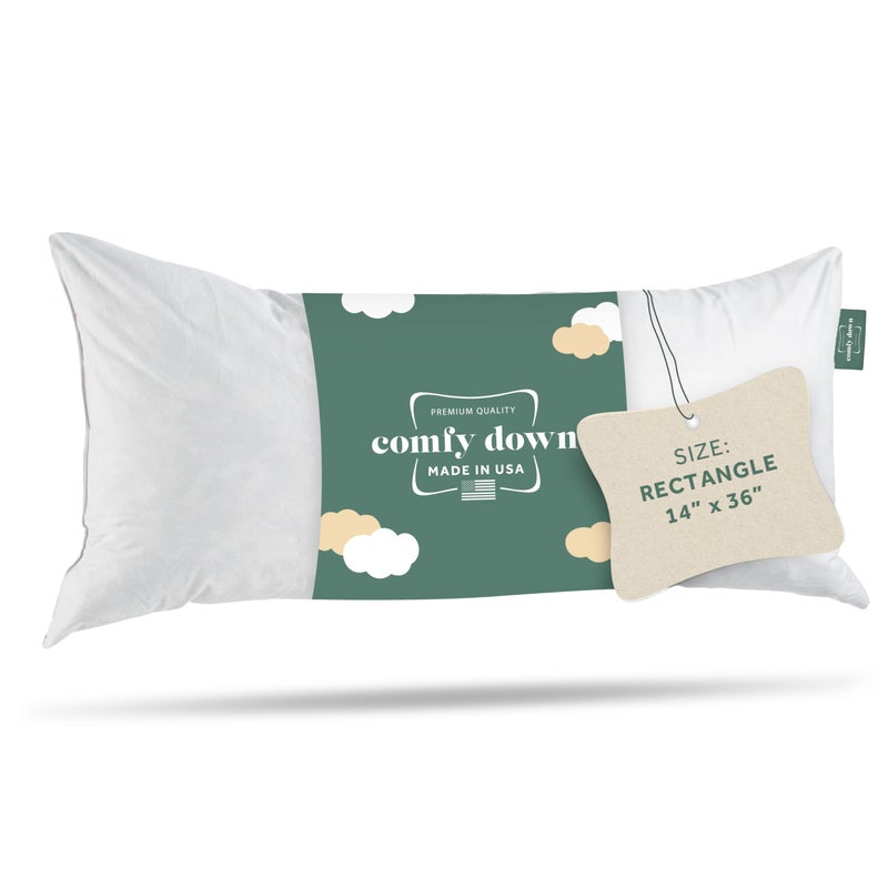 ComfyDown Decorative Throw Pillow Insert, Down and Feather Fill, 100% Cotton Cover, 233 Thread Count - Made in USA (14 X 36) - Image 3