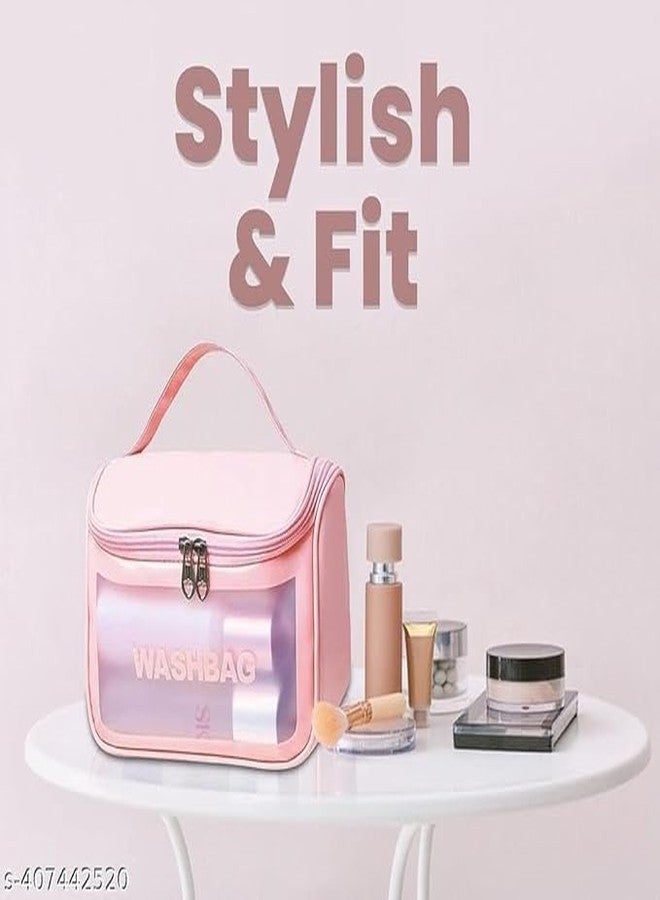 LOVHIDE Stylish Waterproof Toiletry Bag with Handle for Women | Transparent Makeup Organizer Pouch for Travel and Daily Use | Elegant Vanity Kit for Personal Hygiene and Beauty Storage - Image 2