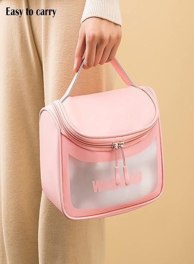 LOVHIDE Stylish Waterproof Toiletry Bag with Handle for Women | Transparent Makeup Organizer Pouch for Travel and Daily Use | Elegant Vanity Kit for Personal Hygiene and Beauty Storage - Image 3