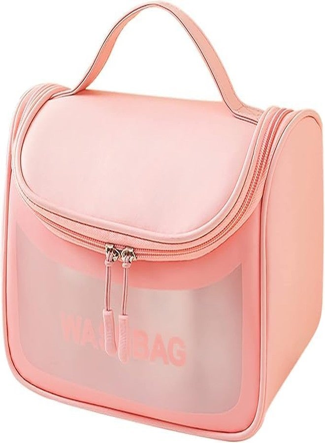 LOVHIDE Stylish Waterproof Toiletry Bag with Handle for Women | Transparent Makeup Organizer Pouch for Travel and Daily Use | Elegant Vanity Kit for Personal Hygiene and Beauty Storage - Image 1