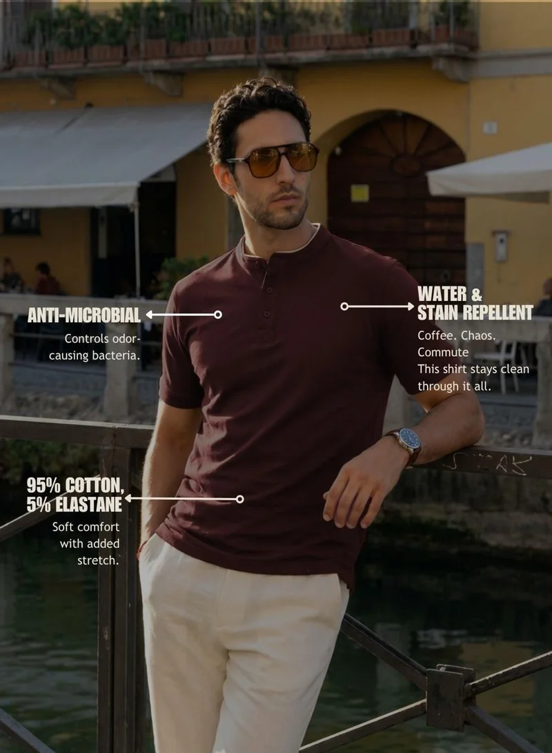 Dennis Lingo  Men Brown Cotton Blend Solid Regular T-Shirt for Men | Best Price UAE