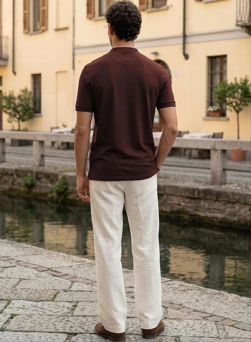 Dennis Lingo  Men Brown Cotton Blend Solid Regular T-Shirt for Men | Best Price UAE