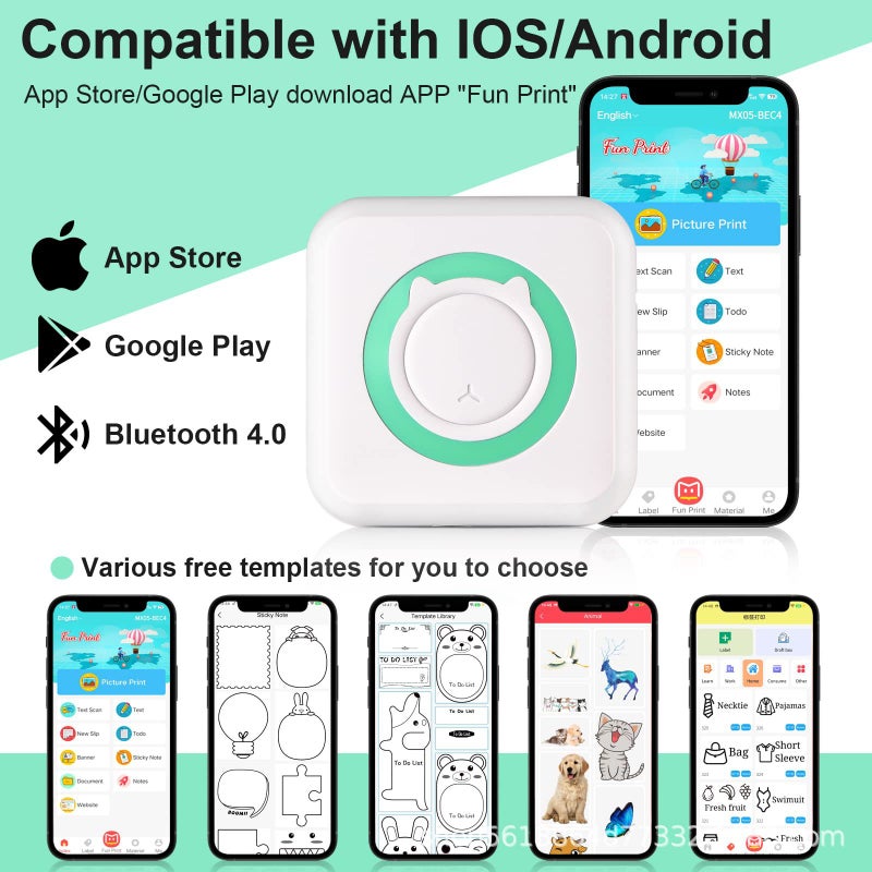 Label Small Portable Wireless Thermal Po Bluetooth Printer Pocket Student Mini Wrong Label Printing - Image 3
