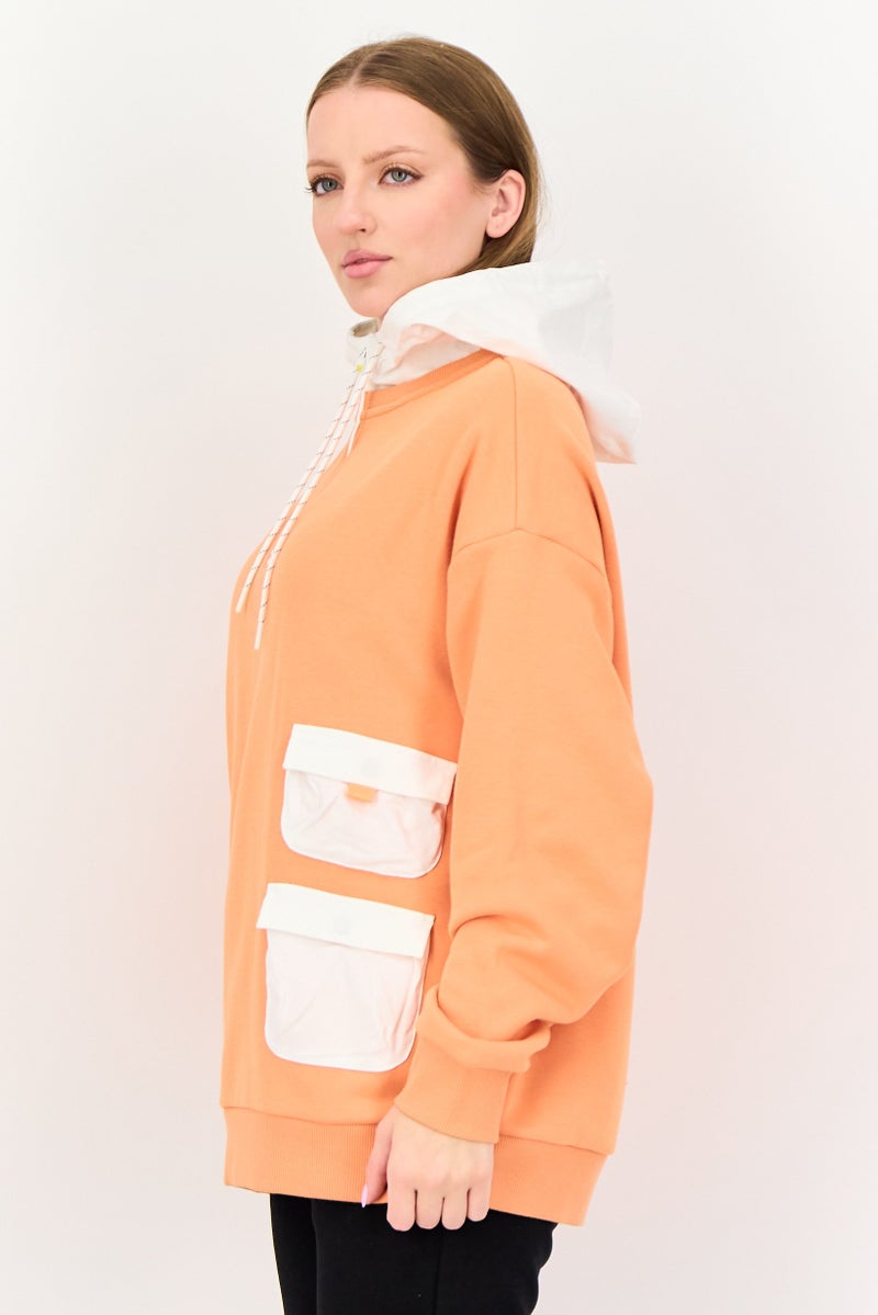 GIORDANO G-Motion Women Sportswear Fit Long Sleeves Outdoor Hoodie, Orange - Image 3