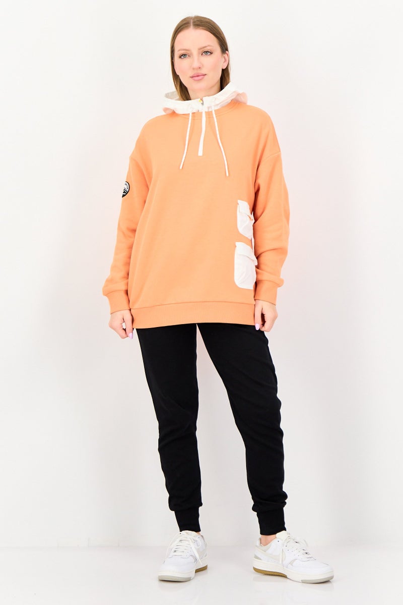 GIORDANO G-Motion Women Sportswear Fit Long Sleeves Outdoor Hoodie, Orange - Image 2