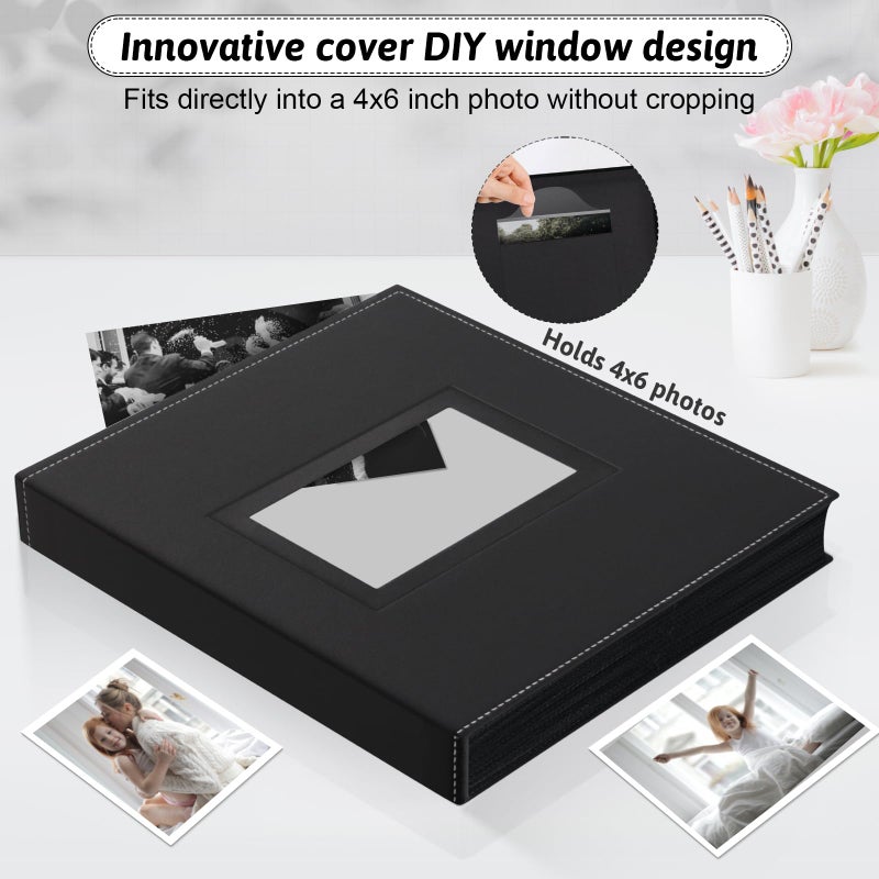 Popotop Photo Album 4x6 300 Pockets with Leather Hardcover Cover, Small Photo Album Holder Book with 50Pcs Pages for Family Travel Wedding Baby Gifts - Image 2