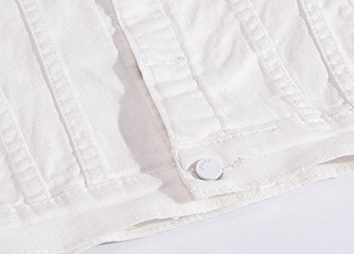 DSDZ Men`s Classic Slim Fit Motorcycle Denim Jacket Coat White L(Asian 4XL) - Image 5
