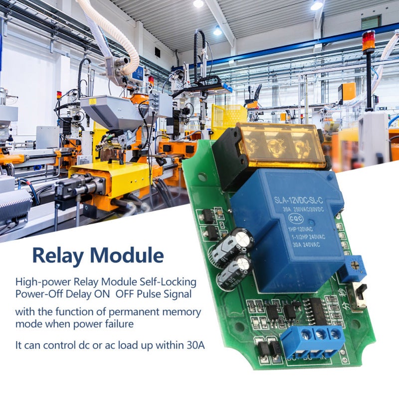 12V Relay Module: 30A AC DC Load Control, Anti-Interference Stable Performance - Adjustable 0S~100M Delay, Permanent Memory, Firm 9.5mm Terminal for Industrial & Home Circuit Control - Image 3