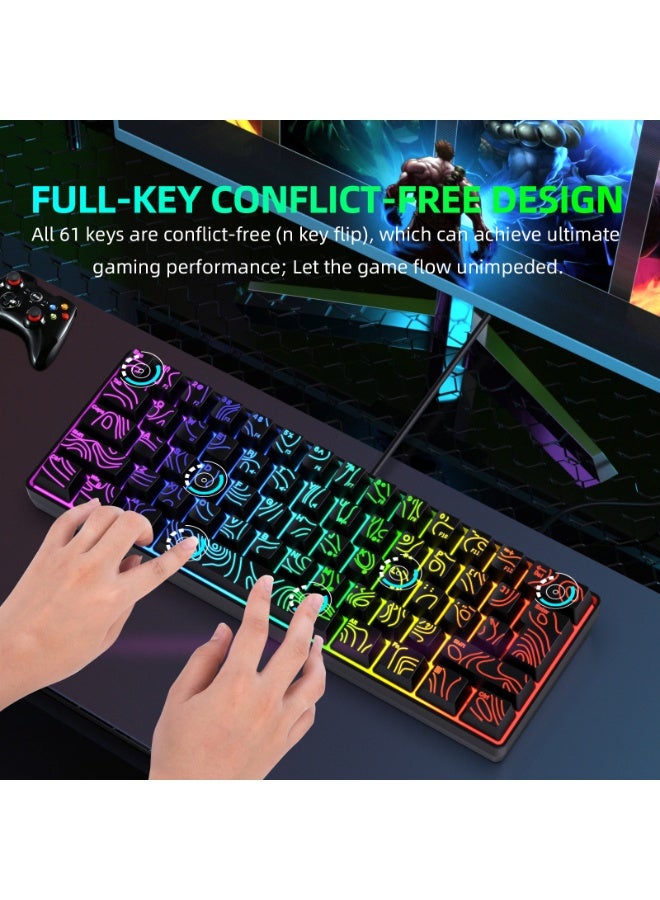 UCHUANG Membrane Keyboard - 61 Keys - Black Contour - Image 3