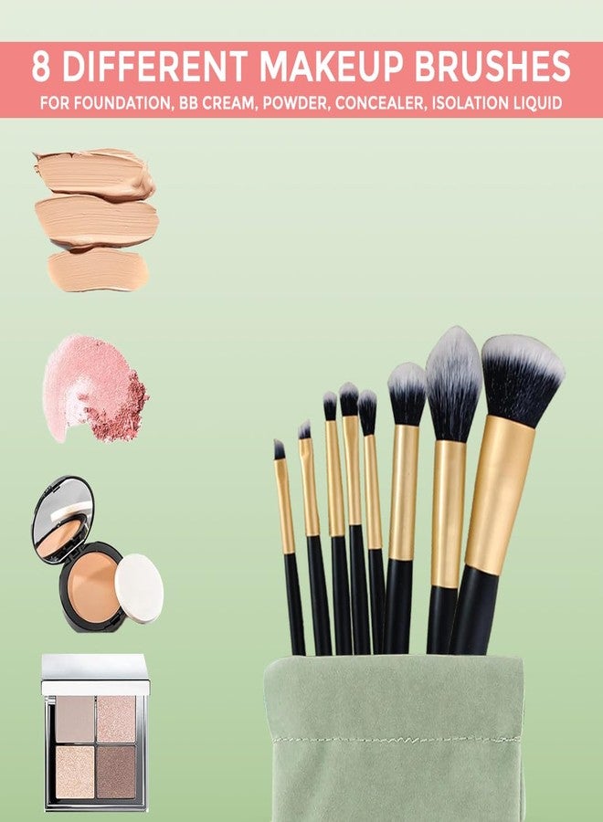 Sanfe Makeup Brush Kit – Pack of 8 | Foundation, Blusher, Powder, Blender, Concealer, Eye Shadow, Nasal Shadow & Lip Brush | Soft Dense Bristles | Professional & Beginner-Friendly - Image 4