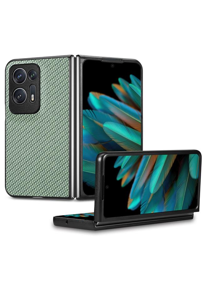 اس-توب جراب لهاتف OPPO Find N2 مصنوع من الجلد وملمس ألياف الكربون - Image 1