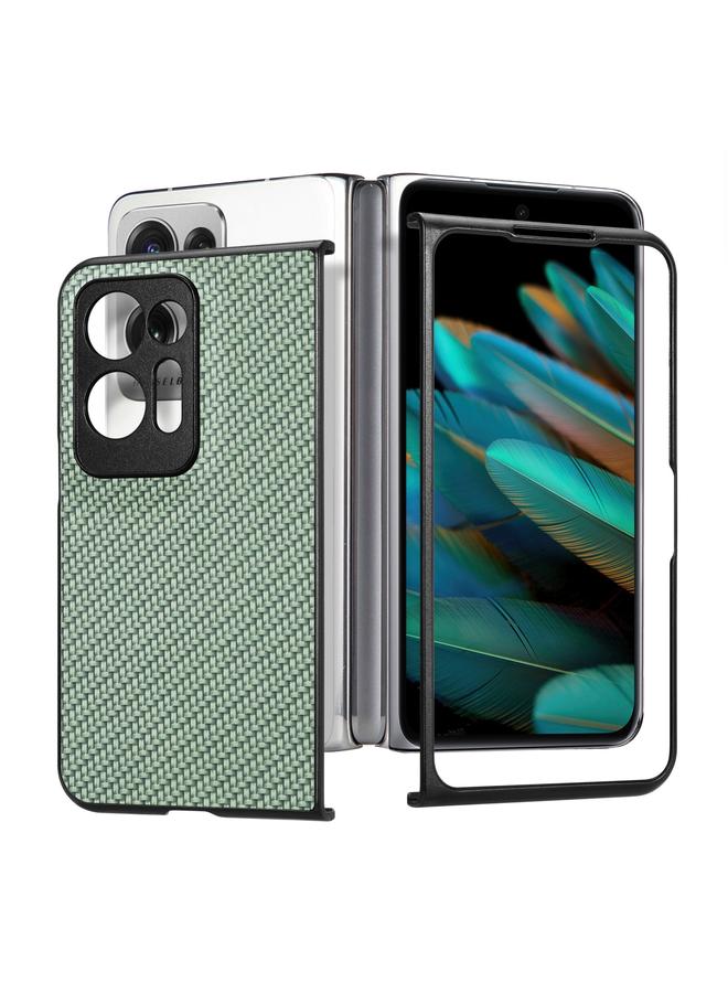 اس-توب جراب لهاتف OPPO Find N2 مصنوع من الجلد وملمس ألياف الكربون - Image 4