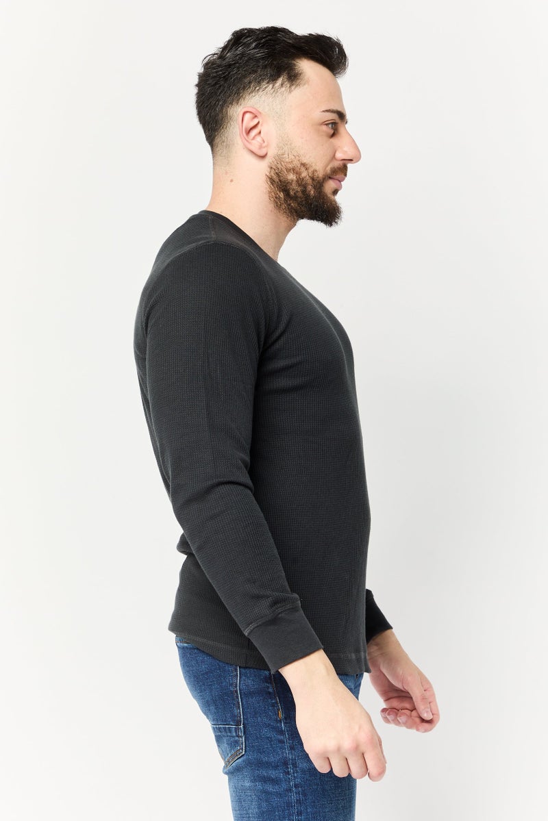 Chaps Men Crew Neck Embroidered Logo Long Sleeve Sweatshirt, Charcoal - Image 3