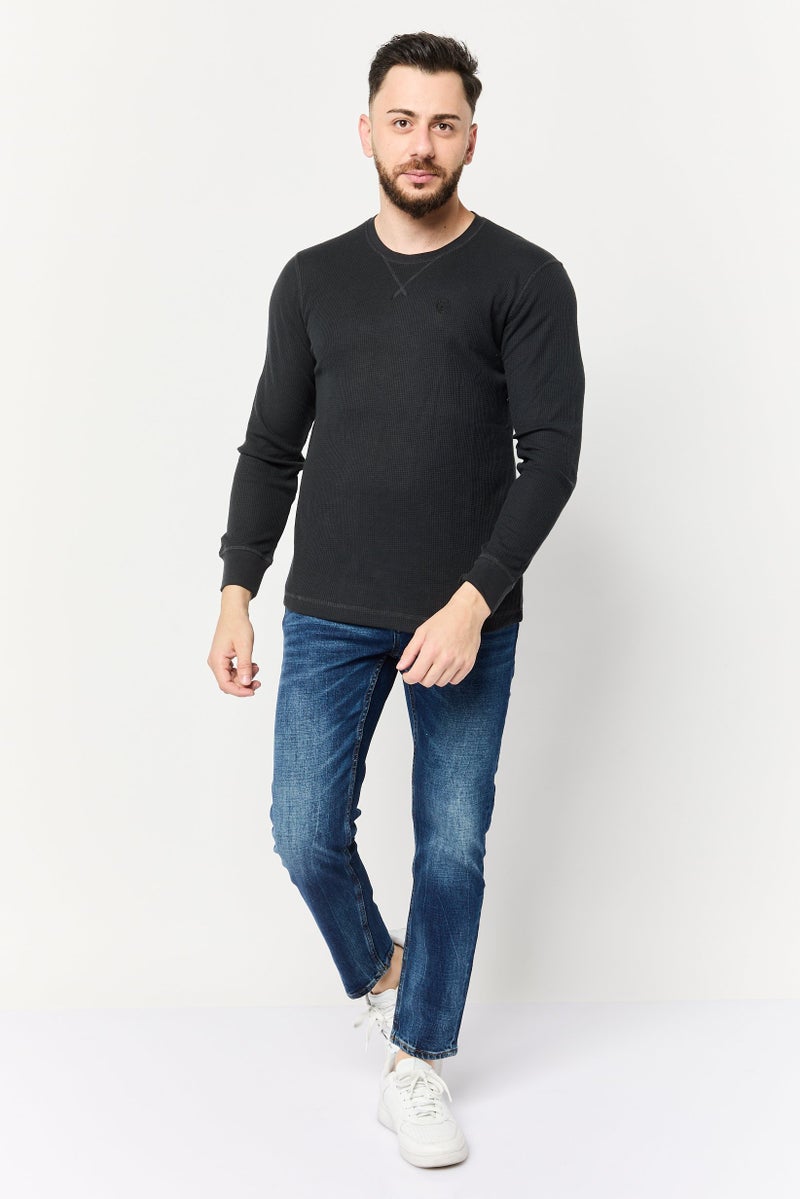 Chaps Men Crew Neck Embroidered Logo Long Sleeve Sweatshirt, Charcoal - Image 2