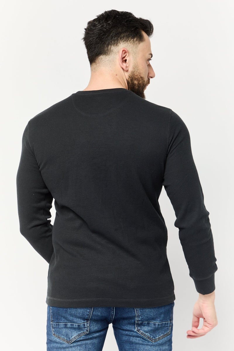 Chaps Men Crew Neck Embroidered Logo Long Sleeve Sweatshirt, Charcoal - Image 4