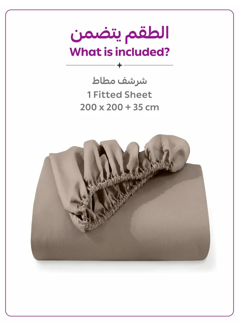 Donetella Simply Taupe 1 Pcs Super King Fitted Sheet 200x200 cm | OEKO-TEX Certified Brushed Microfiber Deep Pocket Sheet with All Around Elastic | Ultra Soft, Wrinkle Resistant, Easy Care, Safe for Sensitive Skin  | Best Price UAE