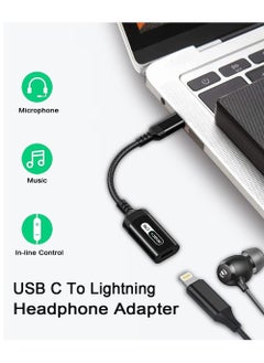 أنمي كيبل محول صوت USB C الى لايتنينج ذكر الى لايتنينج انثى لسماعات الراس متوافق مع ايباد اير وايباد برو 2020/2021 وجالكسي اس 23 واس 21 واس 20 وماك بوك وبكسل 7 و6 برو (لا يدعم الشحن)  - Image 3