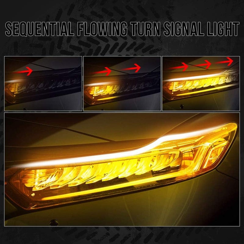 OPP ULITE Switchback LED Strip Light - Amber Turn Signal & White DRL - 24 Inch Flexible Headlight Tube Lights - Image 3