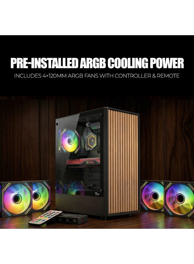TWISTED MINDS Gaming Case, WOODX Mid Tower, Tempered Glass Side Panel, ATX / M-ATX / Mini-ITX Support, Premium Wood Front Panel | TM-WOODX-B black - Image 2
