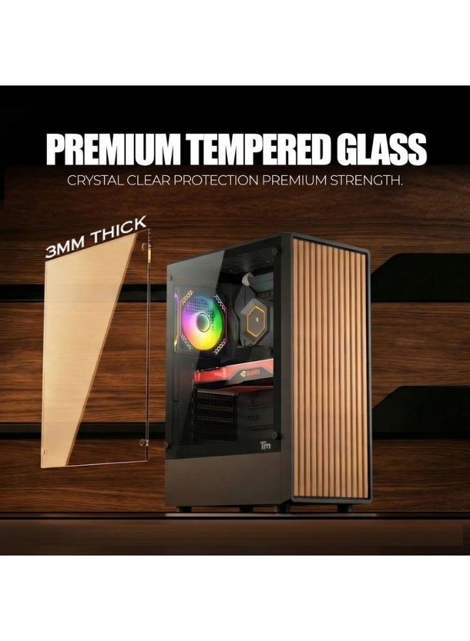 TWISTED MINDS Gaming Case, WOODX Mid Tower, Tempered Glass Side Panel, ATX / M-ATX / Mini-ITX Support, Premium Wood Front Panel | TM-WOODX-B black - Image 5