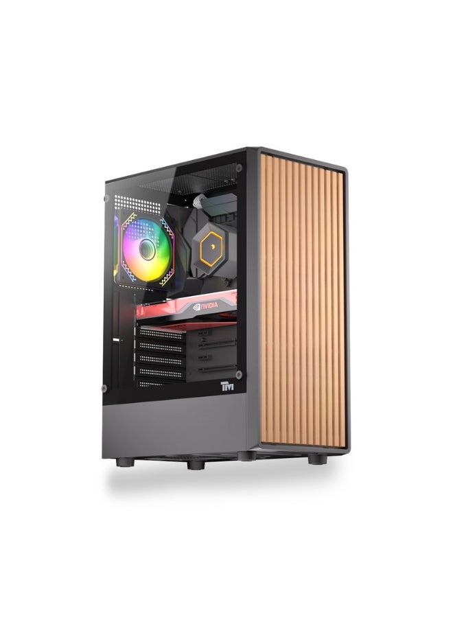 TWISTED MINDS Gaming Case, WOODX Mid Tower, Tempered Glass Side Panel, ATX / M-ATX / Mini-ITX Support, Premium Wood Front Panel | TM-WOODX-B black - Image 1