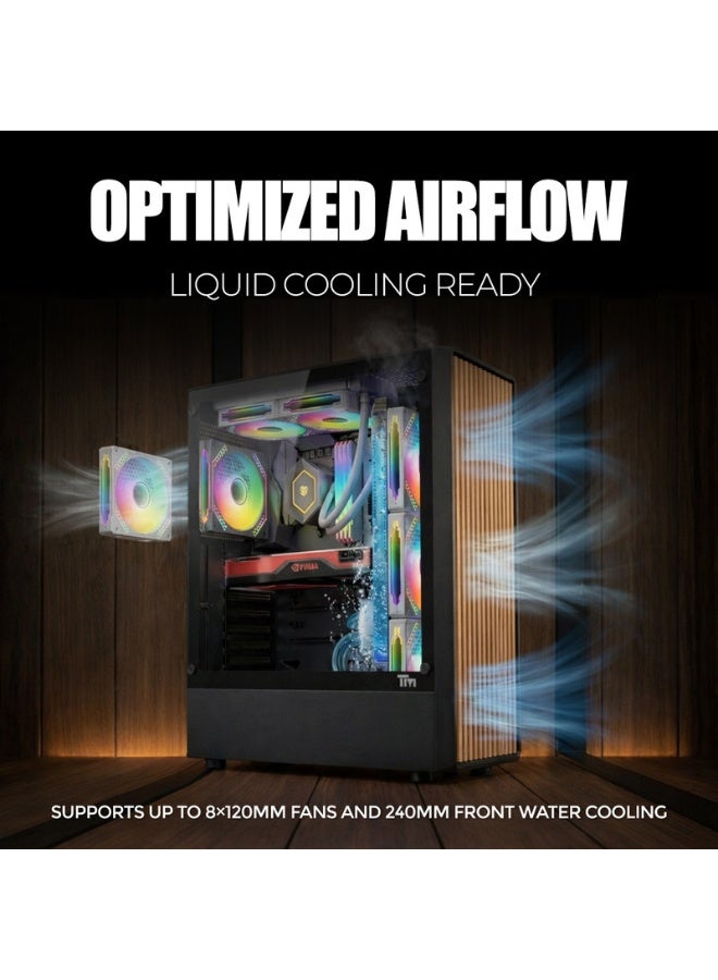 TWISTED MINDS Gaming Case, WOODX Mid Tower, Tempered Glass Side Panel, ATX / M-ATX / Mini-ITX Support, Premium Wood Front Panel | TM-WOODX-B black - Image 3