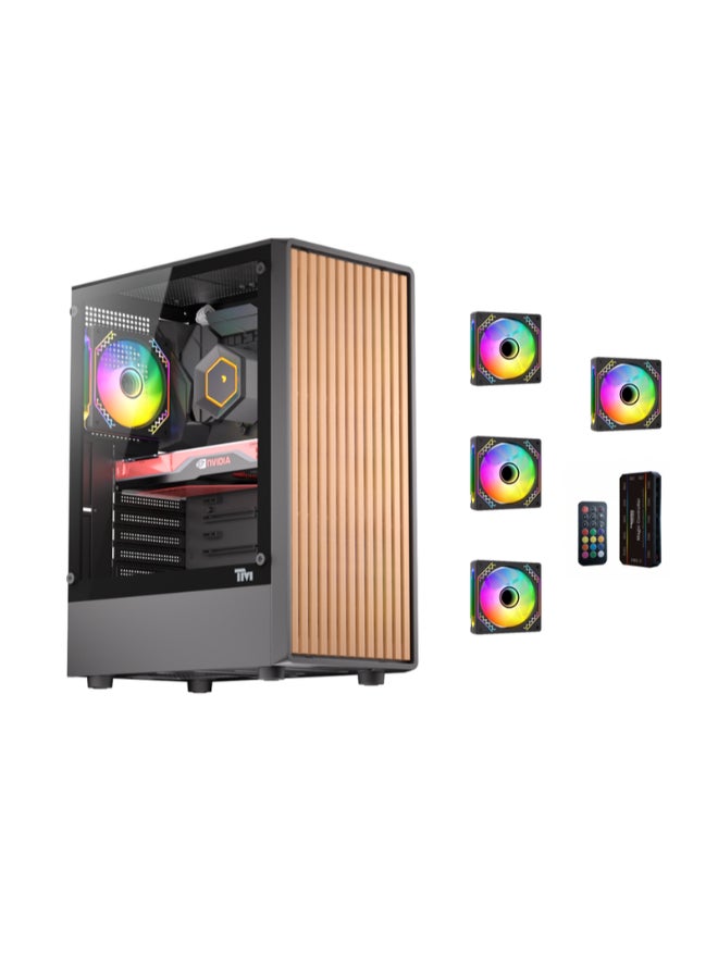 TWISTED MINDS Gaming Case, WOODX Mid Tower, Tempered Glass Side Panel, ATX / M-ATX / Mini-ITX Support, Premium Wood Front Panel | TM-WOODX-B black - Image 1