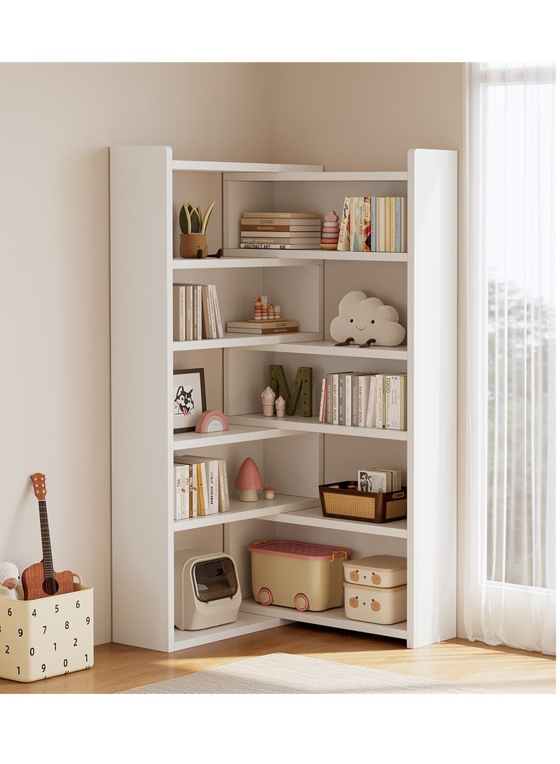 Multifunctional Bookshelf, 5 Tier Open Wooden Storage Shelf, Scalable Bookcase Storage Cabinet, Easy Assembly, Suitable for House Corner Bedroom Living Room Office, (White, SGG025B-5) - Image 1