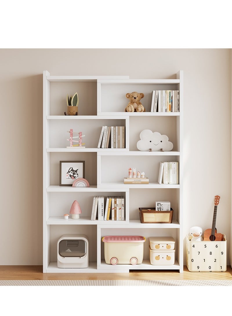 Multifunctional Bookshelf, 5 Tier Open Wooden Storage Shelf, Scalable Bookcase Storage Cabinet, Easy Assembly, Suitable for House Corner Bedroom Living Room Office, (White, SGG025B-5) - Image 2