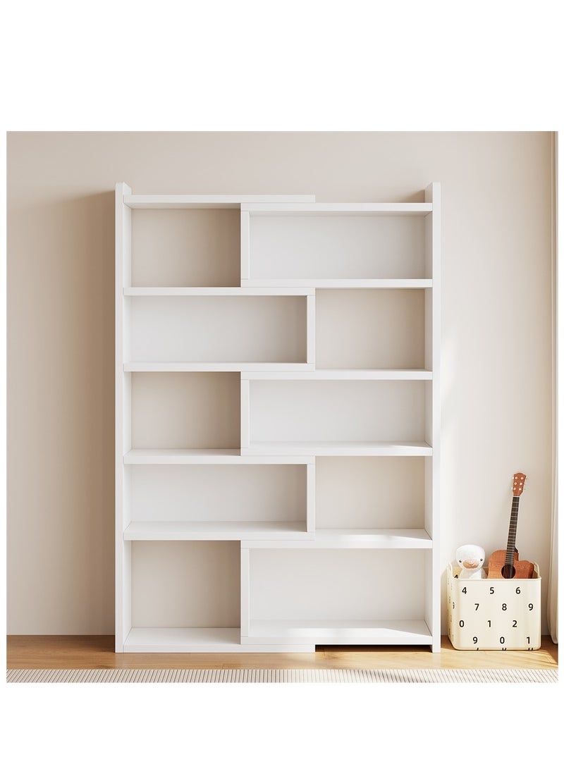 Multifunctional Bookshelf, 5 Tier Open Wooden Storage Shelf, Scalable Bookcase Storage Cabinet, Easy Assembly, Suitable for House Corner Bedroom Living Room Office, (White, SGG025B-5) - Image 3