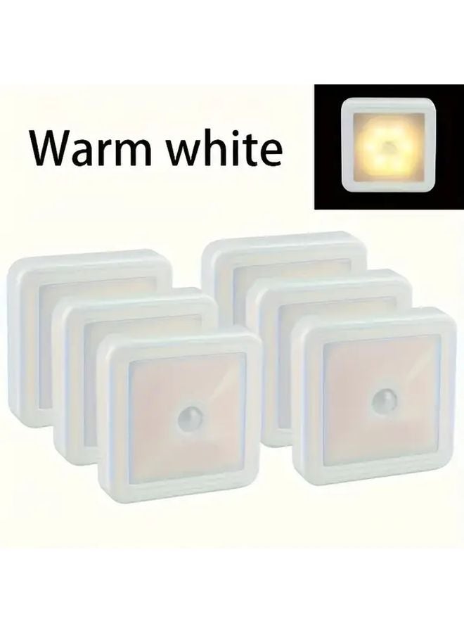 6 قطع إضاءة ليلية LED باستشعار الحركة ضوء دافئ لغرفة النوم الحمام الممر - Image 1