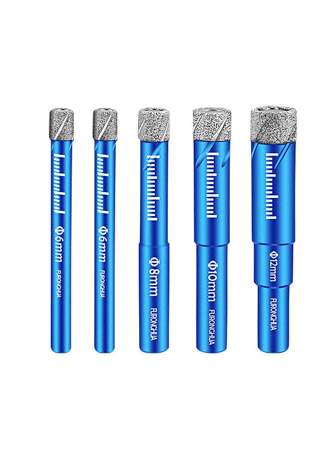 Dry Diamond Drill Bits Set 5PCS with 1/4 5/16 3/8 1/2 Inch for Granite Ceramic Marble Tile Stone Glass Diamond Coating  - Image 1